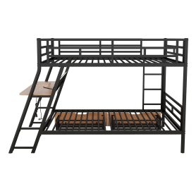 Full Size Metal Bunk Bed with Built-in Desk, Light and 2 Drawers