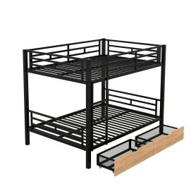 Metal Full Size Convertible Bunk Bed with 2 Drawers