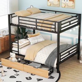 Metal Full Size Convertible Bunk Bed with 2 Drawers