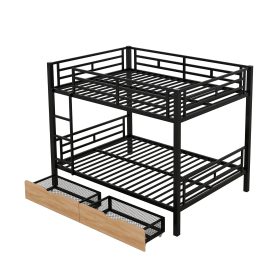 Metal Full Size Convertible Bunk Bed with 2 Drawers