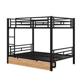 Metal Full Size Convertible Bunk Bed with 2 Drawers