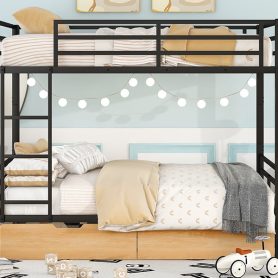 Metal Full Size Convertible Bunk Bed with 2 Drawers