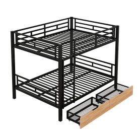 Metal Full Size Convertible Bunk Bed with 2 Drawers