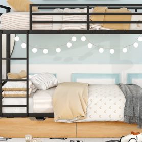 Metal Full Size Convertible Bunk Bed with 2 Drawers