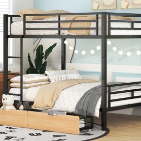 Metal Full Size Convertible Bunk Bed with 2 Drawers
