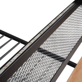 Full Size Metal Bunk Bed with Built-in Desk, Light and 2 Drawers