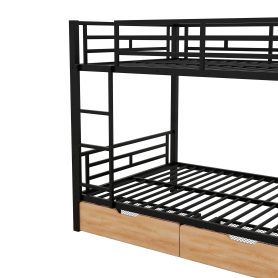 Metal Full Size Convertible Bunk Bed with 2 Drawers