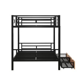 Metal Full Size Convertible Bunk Bed with 2 Drawers