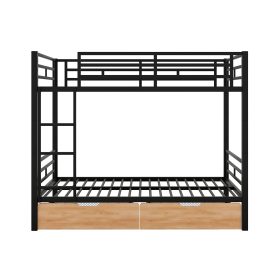 Metal Full Size Convertible Bunk Bed with 2 Drawers