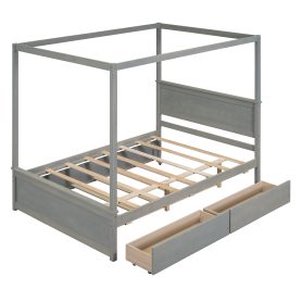 Full Size Wood Canopy Bed With Trundle Bed And Two Drawers 20 Full Size Wood Canopy Bed With Trundle Bed And Two Drawers