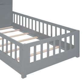 Twin Size House Bed With Window And Bedside Drawers