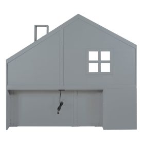 Twin Size House Bed With Window And Bedside Drawers