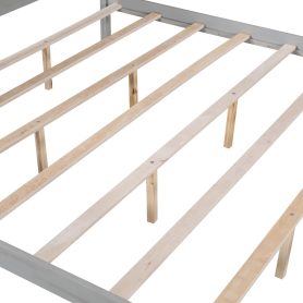 King Size Canopy Platform Bed with Headboard and Support Legs