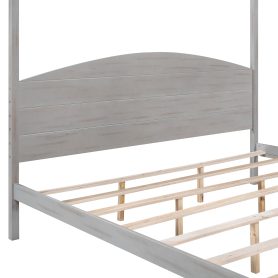 King Size Canopy Platform Bed with Headboard and Support Legs