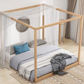 King Size Canopy Platform Bed with Support Legs