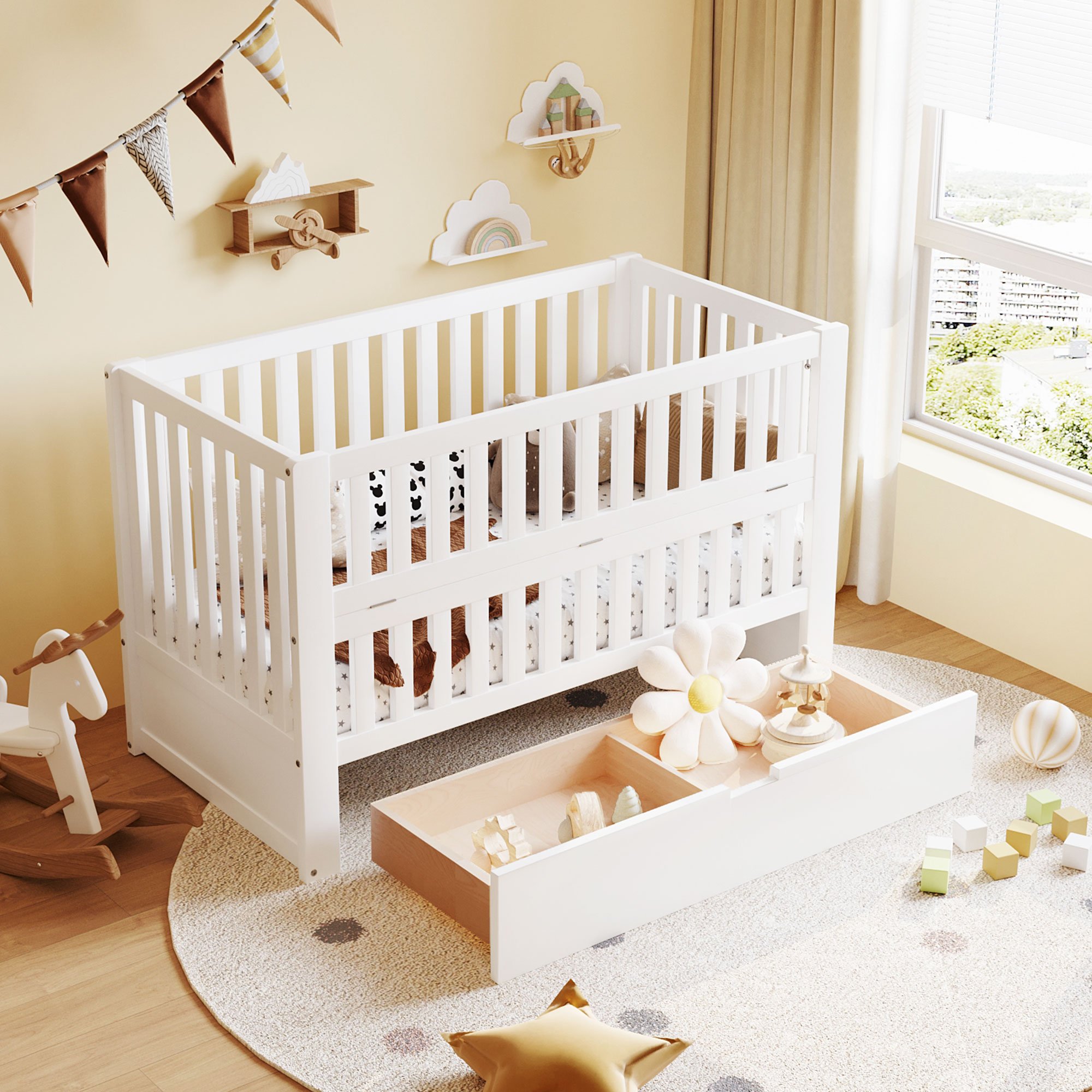 Crib With Drawers And 3 Height Options