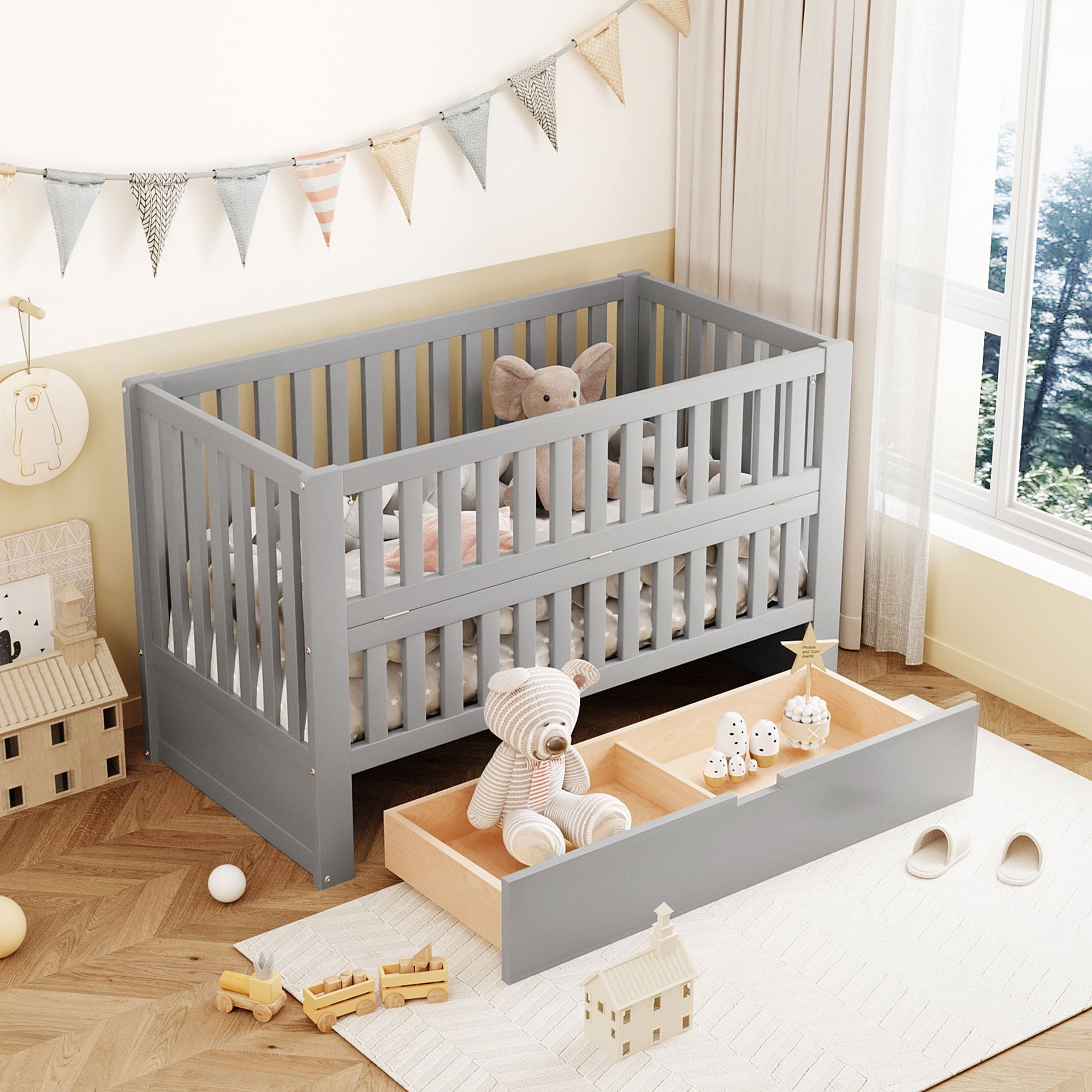 Crib With Drawers And 3 Height Options