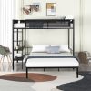 Metal Twin over Full Bunk Bed with Separated Full Bed, Grid Panel & Shelf