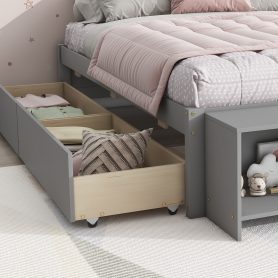 Full Size Daybed With Storage Case and 2 Storage Drawers, Lengthwise Support Slat