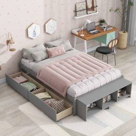 Full Size Daybed With Storage Case and 2 Storage Drawers, Lengthwise Support Slat