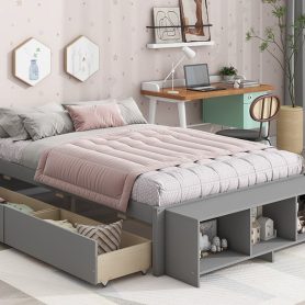 Full Size Daybed With Storage Case and 2 Storage Drawers, Lengthwise Support Slat