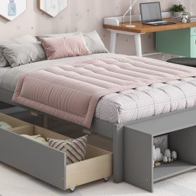 Full Size Daybed With Storage Case and 2 Storage Drawers, Lengthwise Support Slat