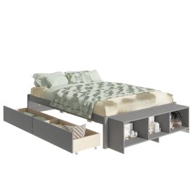Full Size Daybed With Storage Case and 2 Storage Drawers, Lengthwise Support Slat