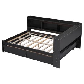 Full Size Daybed With L-Shaped Bookcases and Drawers