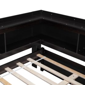 Full Size Daybed With L-Shaped Bookcases and Drawers