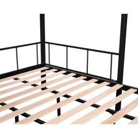 Metal Twin over Full Bunk Bed with Separated Full Bed, Grid Panel & Shelf