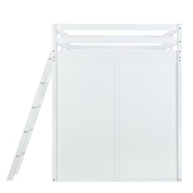 Full Size Loft Bed With Wardrobe, Desk And Shelves