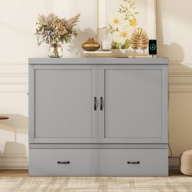 Full Size Murphy Bed with USB Port and a Large Drawer