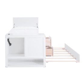 Twin Size Daybed with Storage Arms, Trundle and Charging Station