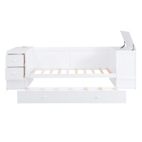 Twin Size Daybed with Storage Arms, Trundle and Charging Station