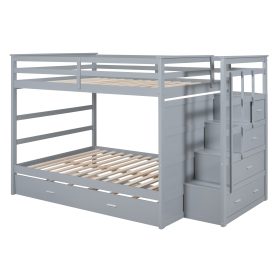 Full Over Full Bunk Beds With Twin Size Trundle And Staircase