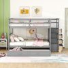 Full Over Full Bunk Beds With Twin Size Trundle And Staircase