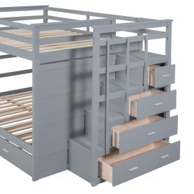 Full Over Full Bunk Beds With Twin Size Trundle And Staircase