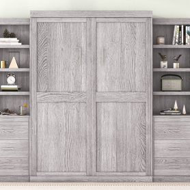 Full Size Murphy Bed with Storage Shelves and Drawers