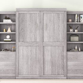 Full Size Murphy Bed with Storage Shelves and Drawers