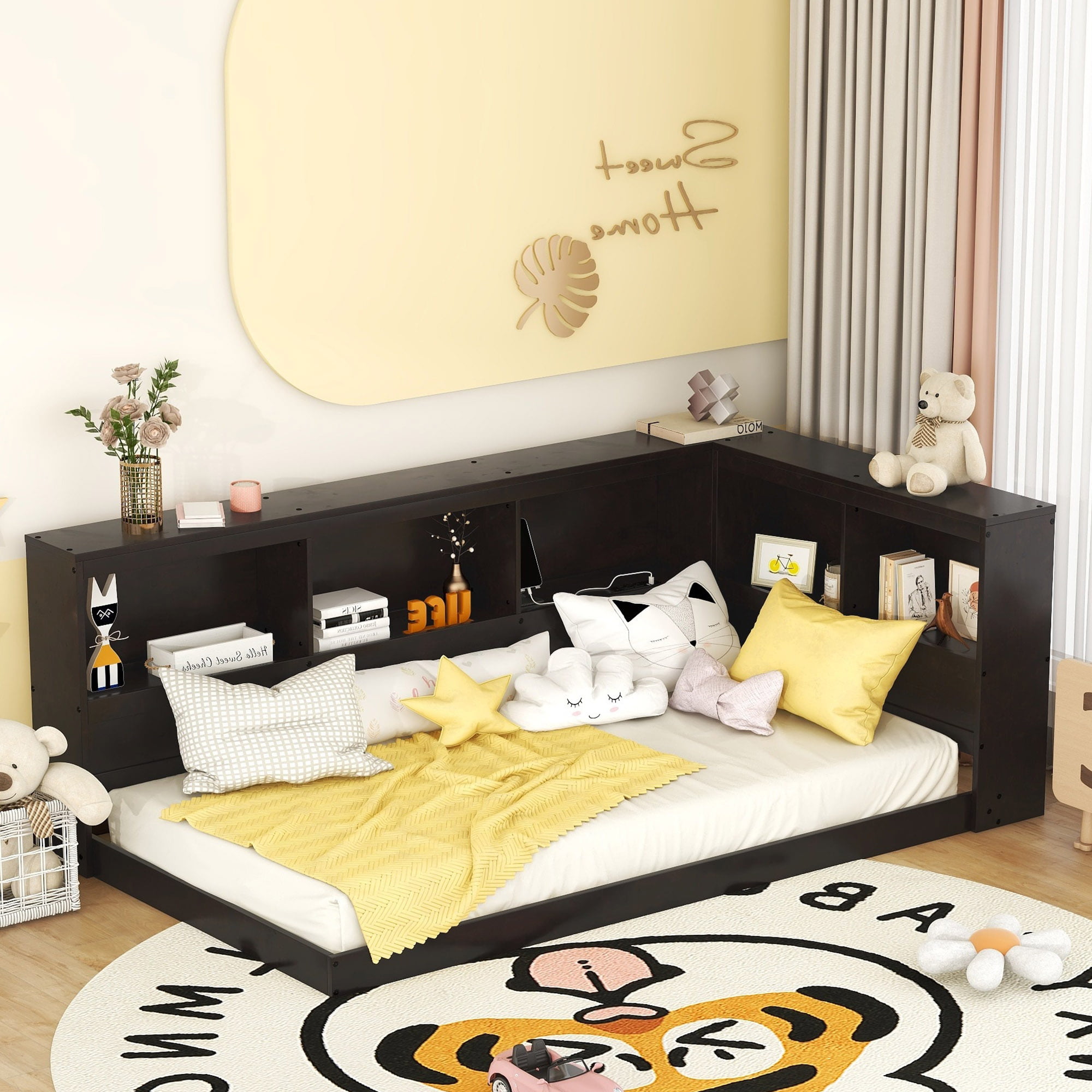 Wooden Twin Size Daybed with Storage Cabinets and USB Ports