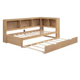 Twin Size Daybed with Trundle, Storage Cabinets and USB Ports