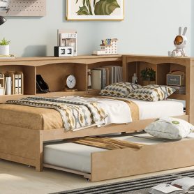 Twin Size Daybed with Trundle, Storage Cabinets and USB Ports