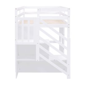Twin Size Loft Bed with Storage Staircase and Window