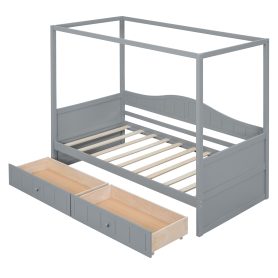 Twin Size Canopy Day Bed With 2 Drawers