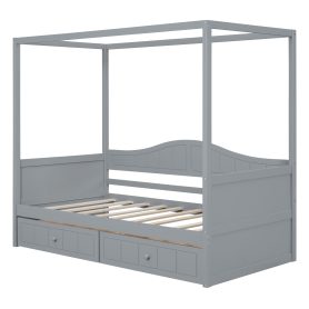 Twin Size Canopy Day Bed With 2 Drawers