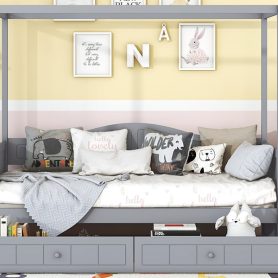 Twin Size Canopy Day Bed With 2 Drawers