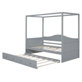 Twin Size Canopy Day Bed With Twin Size Trundle