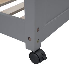 Solid Wood Full Over Full Bunk Bed With Desk and Ladder