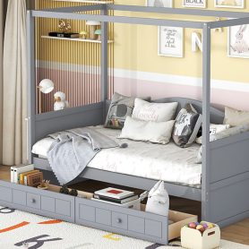 Twin Size Canopy Day Bed With 2 Drawers