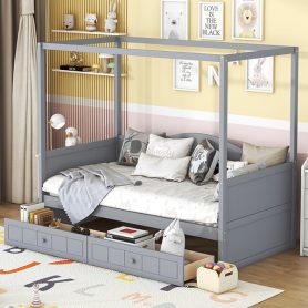 Twin Size Canopy Day Bed With 2 Drawers